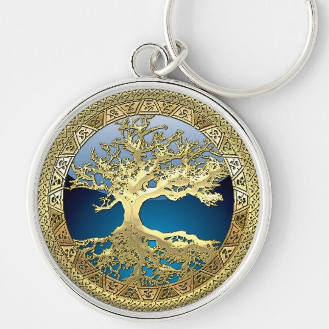 [500] Keltischer Baum des Lebens [Gold] Schlüsselanhänger (Vorne)