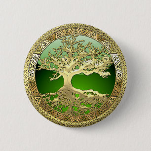 [500] Keltischer Lebensbaum [Gold] Button