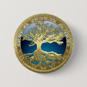 [500] Keltischer Lebensbaum [Gold] Button