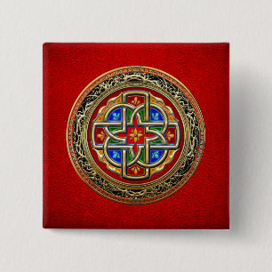 [500] Keltisches Kreuz [Gold+Emaille] Button