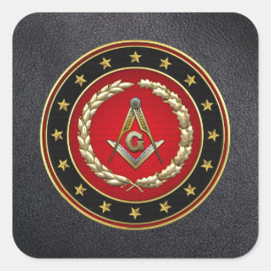 [500] Masonic Square and Compasses [3. Grad] Quadratischer Aufkleber