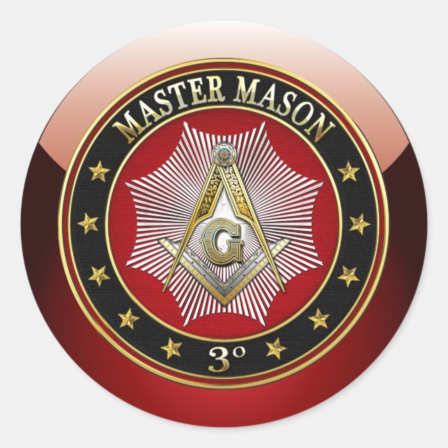 [500] Master Mason - Platz und Kompasse 3. Stufe Runder Aufkleber (Vorderseite)
