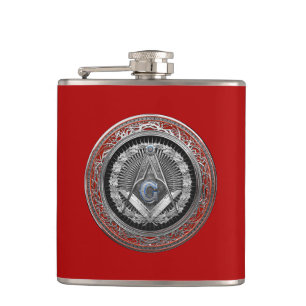 [500] Master Mason - Silver Square & Compasses Flachmann