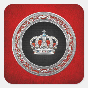 [500] Prince-Princess King-Queen Crown [Silver] Quadratischer Aufkleber