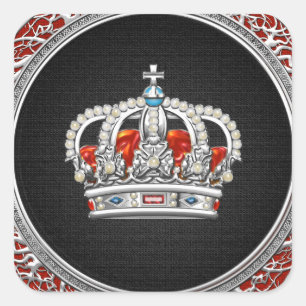 [500] Prinzessin King-Queen Crown [Silver] Quadratischer Aufkleber