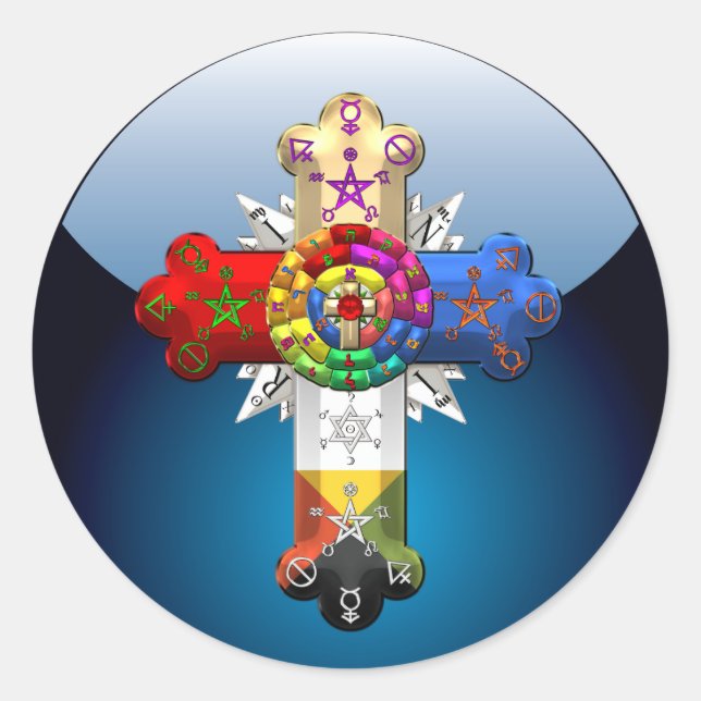 [500] Rosy Cross (Rose Croix) Runder Aufkleber (Vorderseite)