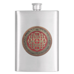 [500] Sacred Celtic Gold Knot Cross Flachmann