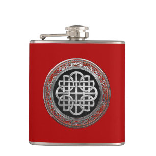 [500] Sacred Celtic Silver Knot Cross Flachmann