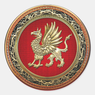 [500] Sacred Gold Griffin Runder Aufkleber