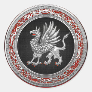 [500] Sacred Silver Griffin Runder Aufkleber