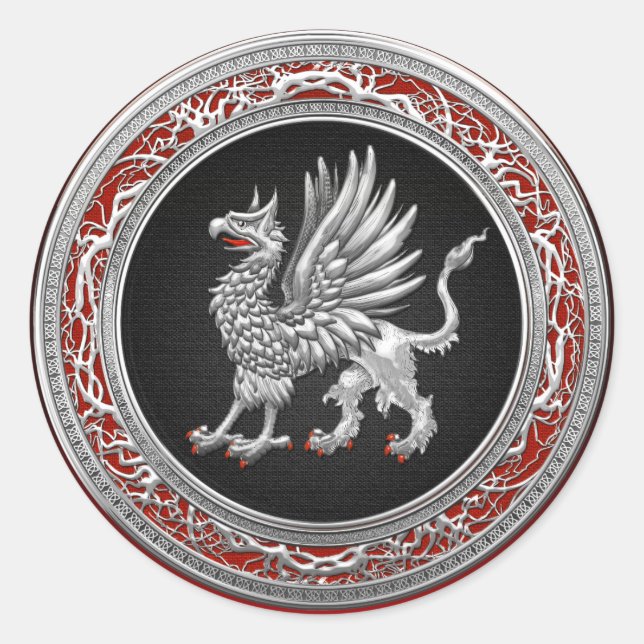 [500] Sacred Silver Griffin Runder Aufkleber (Vorderseite)
