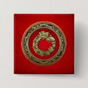 [500] Schlangengott Quetzalcoatl [Gold] Button