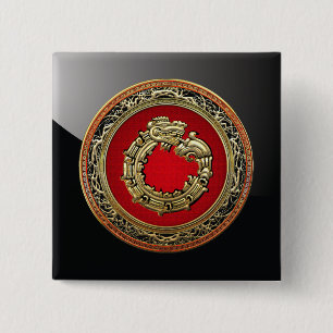 [500] Serpent God Quetzalcoatl [Gold] Button