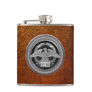 [500] Silberrömischer Kaiseradler über Medallion Flachmann