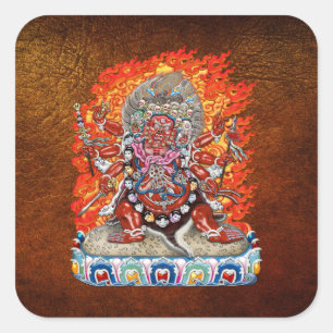 [500] Tibetischer Thangka - Wrathful Deity Hayagri Quadratischer Aufkleber