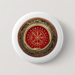 [500] Vegvisir - Viking Gold Magic Runic Compass Button