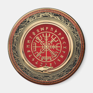[500] Vegvisir - Viking Gold Magic Runic Compass Magnet