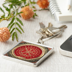[500] Vegvisir - Viking Gold Magic Runic Compass Schlüsselanhänger