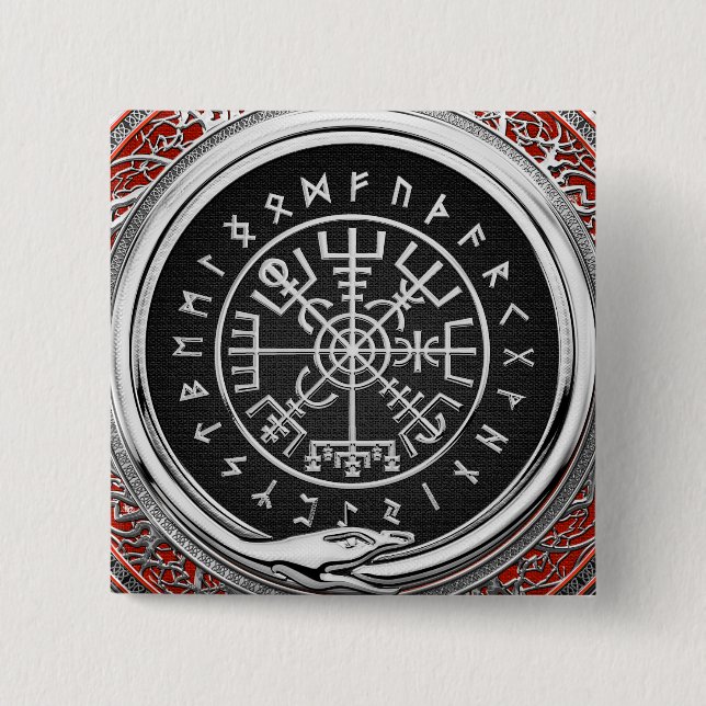 [500] Vegvisir - Viking Silver Magic Runic Compass Button (Vorderseite)