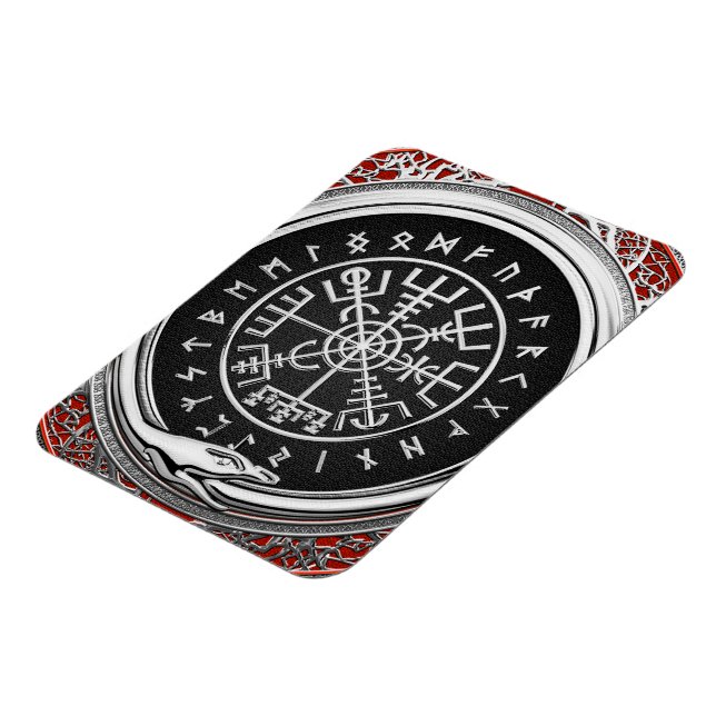 [500] Vegvisir - Viking Silver Magic Runic Compass Magnet (Linke Seite)
