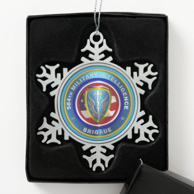 504. Brigade des Militärgeheimdienstes Schneeflocken Zinn-Ornament (Box)