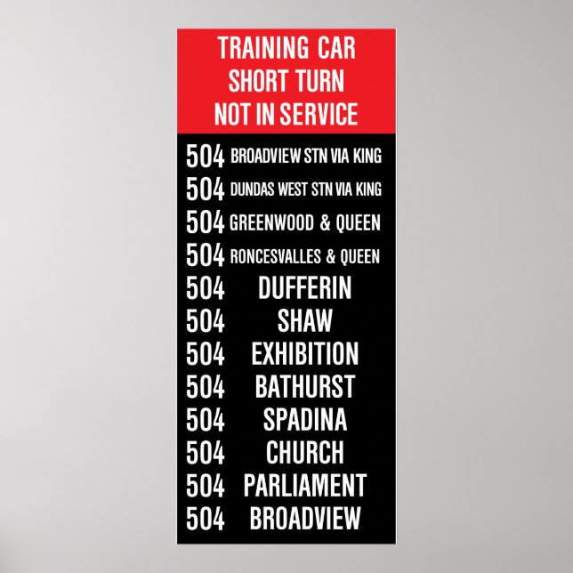 504 KING Replica Rollsign (CLRV) Poster (Vorne)