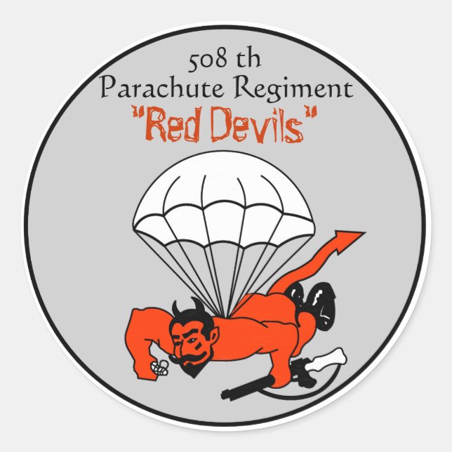 508. "Red Devils" Parakutes Regiment, 82. Airborn Runder Aufkleber (Vorderseite)