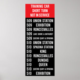 509 HARBOURFRONT/510 SPADINA Replica TTC Roll Sign Poster
