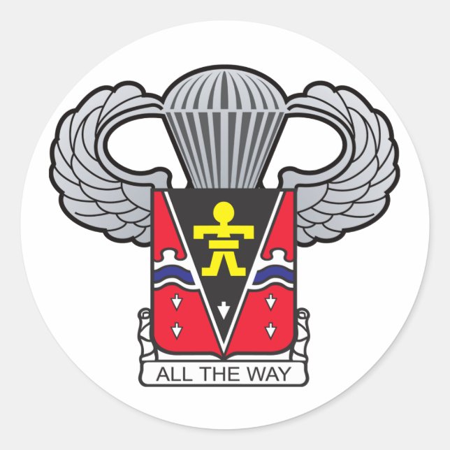 509. Im Flugzeug Wappen mit Im Flugzeug Flügeln Runder Aufkleber (Vorderseite)