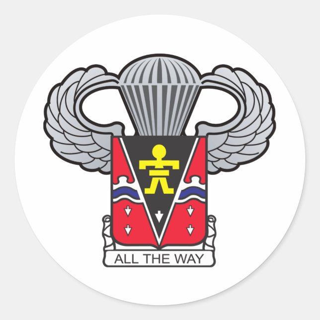 509. Im Flugzeug Wappen mit Im Flugzeug Flügeln Runder Aufkleber (Vorderseite)