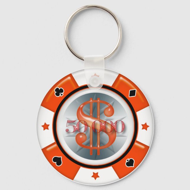 $50.000.00 Poker Casino Gambling Chip Schlüsselanhänger (Vorderseite)