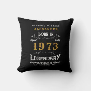 50. 1973 Geburtstag Retro Black Gold Legendary Kissen