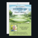 50. 50. Geburtstagsparty Foto Golf Einladung<br><div class="desc">Diese festliche und farbenfrohe 50. Geburtstagsfeier lädt zum Golfen ein. Es verfügt über einen Golfplatz mit Golfklubs auf einem Golfplatz, viel zu personalisieren, um für Ihre eigene Veranstaltung und ein Foto geeignet zu machen. Wir haben alle Zutaten, um es zu einem besonderen Party zu machen - angefangen mit einer Party...</div>