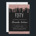 50. - 50. Glitzer Rose Gold Black Birthday Einladung<br><div class="desc">Blush Pink - Rose Gold und Black Funkelnd Dripping Glitzer Fünfzig (aus fünfzig) Geburtstagsparty Einladung . Dies ist die perfekte 50. Geburtstagseinladung für eine moderne Rose Gold und Blush Sparkle Pink Glitzer Sparkle Girly Geburtstagsparty. Bitte kontaktieren Sie den Designer,  um passende Sonderanfertigungen zu erhalten.</div>