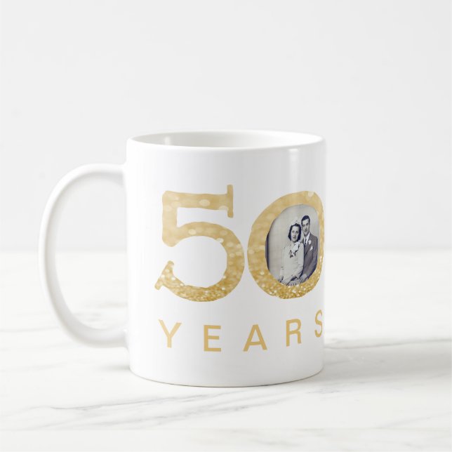 50. 50 Jahre Gold Wedding Anniversary Custom Kaffeetasse (Links)