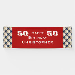50., 55. Geburtstagsparty Baseball, Name, Rot Banner