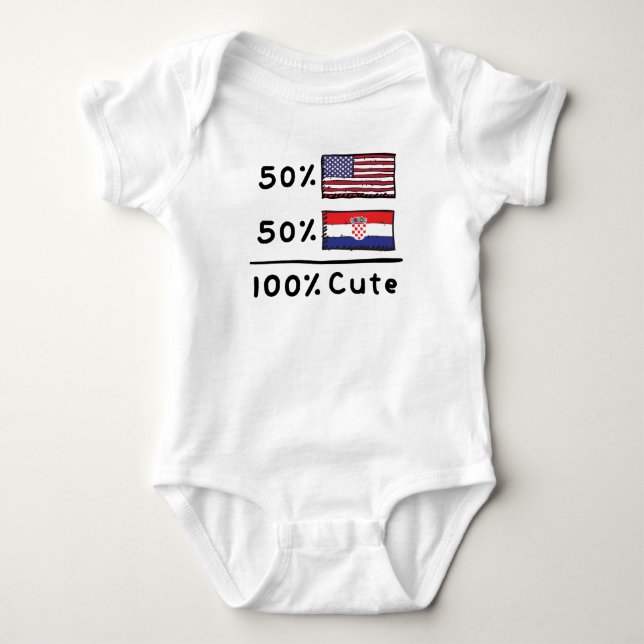 50% Amerikaner 50% Kroatisch 100% Niedlich Kroatie Baby Strampler (Vorderseite)