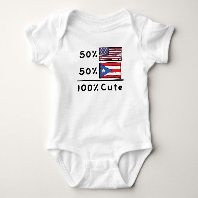50% Amerikaner 50% Puerto Rico 100% Niedlich Puert Baby Strampler (Vorderseite)