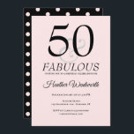 50 and Fabulous 50th Birthday Blush Pink Einladung<br><div class="desc">Elegant 50 and Fabulous 50th Birthday Invitation classic and elegant blush pink and black design 50th birthday invitation you can personalize and send out for your fiftieth birthday party celebration. The words "50 and Fabulous" are set using popular typography.</div>