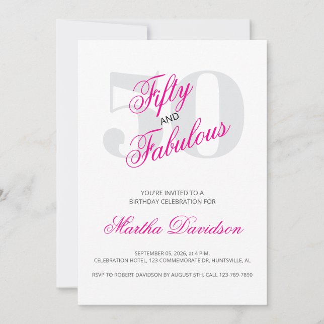 50 and Fabulous | 50th Birthday Invitation (Devant)