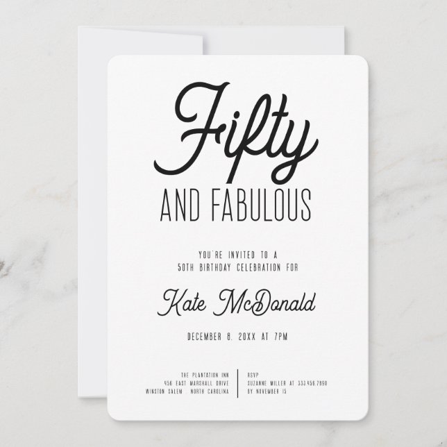 50 and Fabulous 50th Birthday Invitation (Devant)