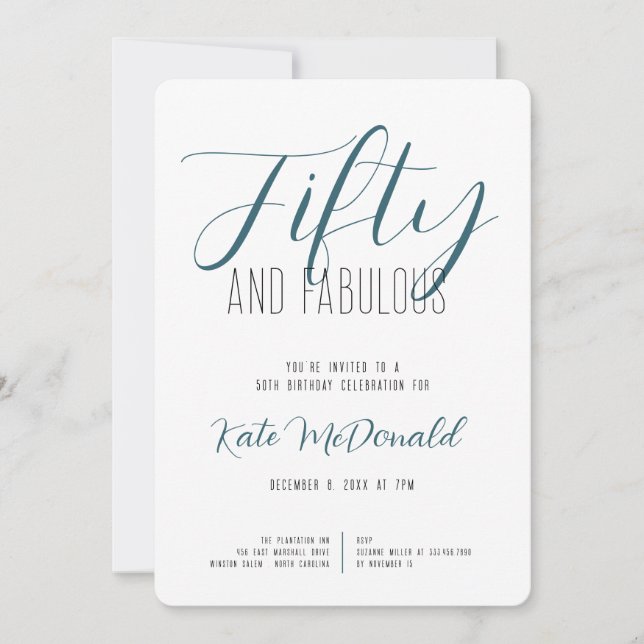50 and Fabulous 50th Birthday Invitation (Devant)