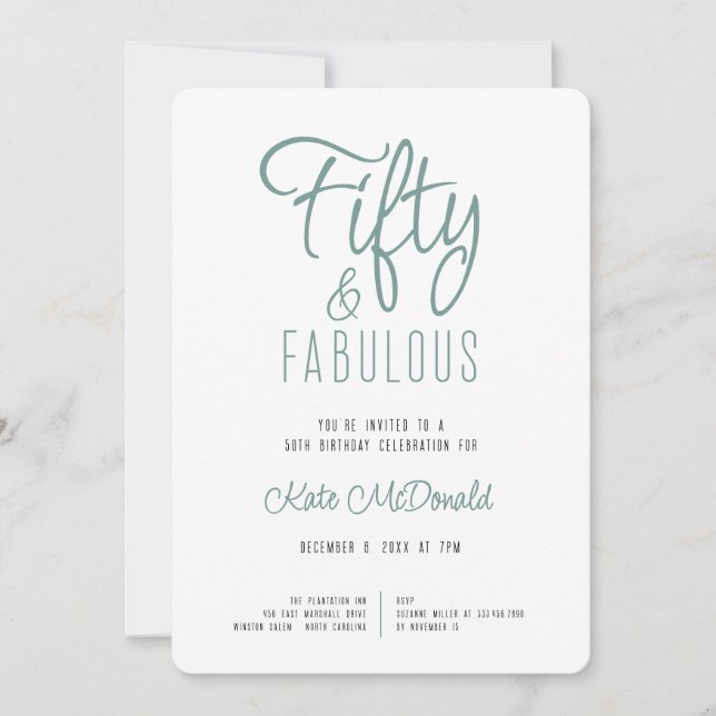 50 and Fabulous 50th Birthday Invitation (Devant)