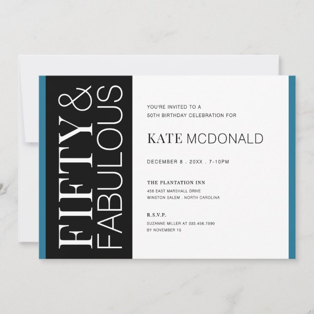 50 and Fabulous 50th Birthday Invitation Einladung (Vorderseite)