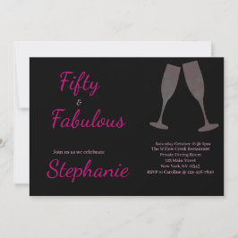 50 and Fabulous | 50th Birthday Party Black Pink Einladung