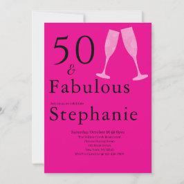 50 and Fabulous | 50th Birthday Party Black Pink Einladung