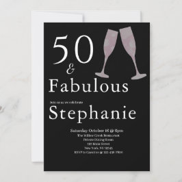 50 and Fabulous | 50th Birthday Party Black White Einladung