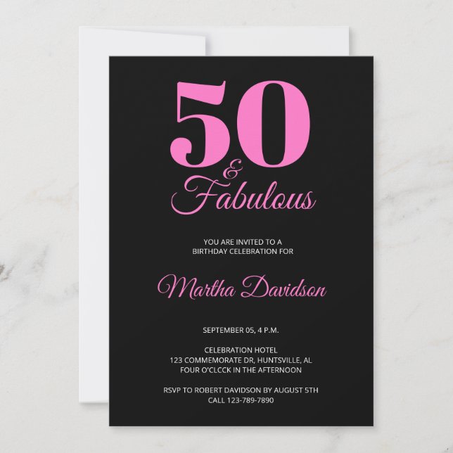 50 and Fabulous 50th Birthday Party invitation (Devant)