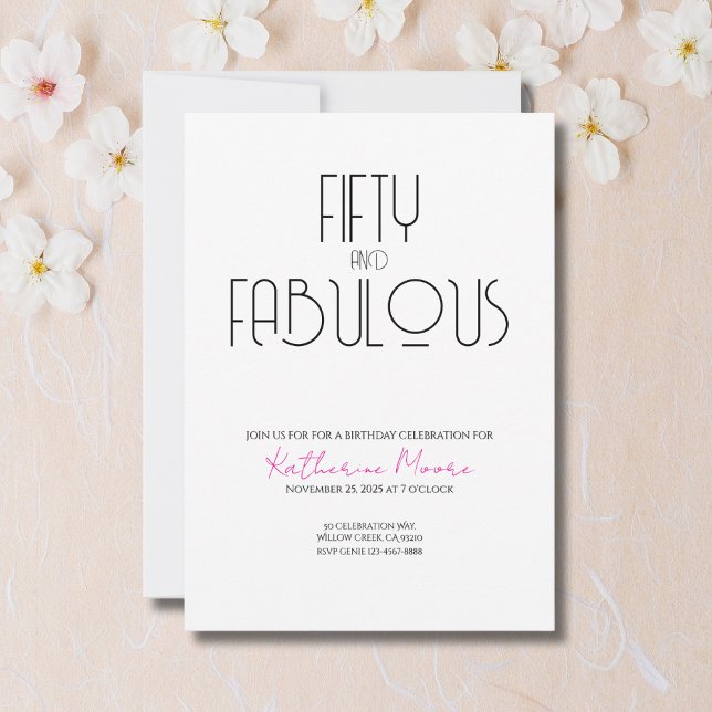 50 and Fabulous | 50th Birthday Party Invitation (Créateur téléchargé)