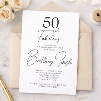 50 and Fabulous | 50th Birthday Party Invitation Einladung
